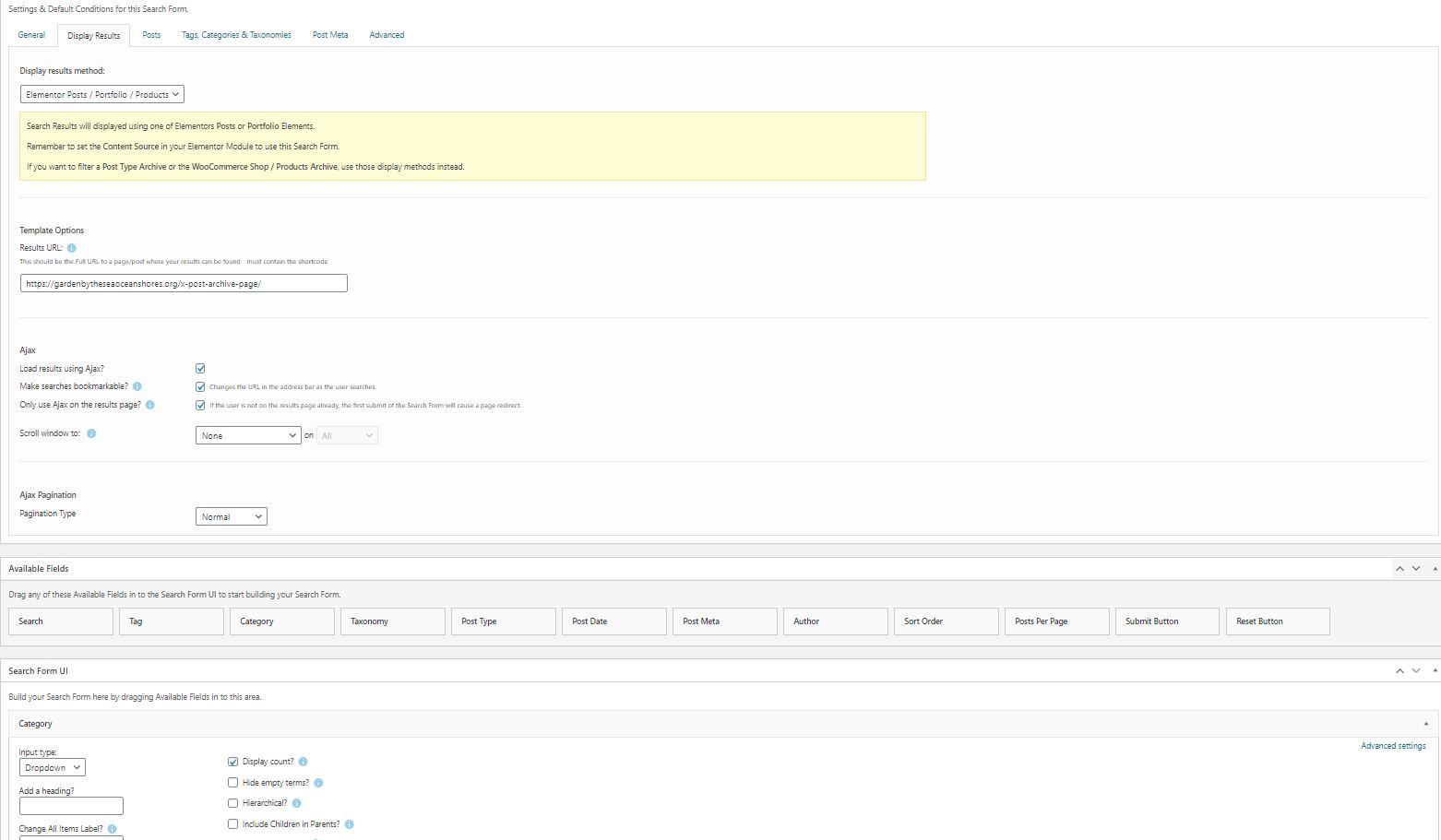 S&F display page settings